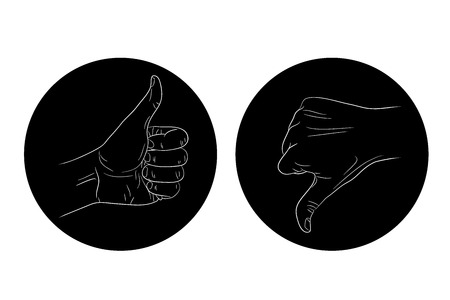 thumb up thumb down black and white icon vector illustrationのイラスト素材