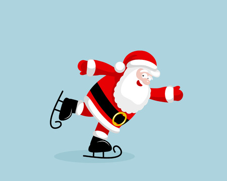 Santa Claus skating. Vector illustration. EPS 8. No transparency. No gradients.のイラスト素材