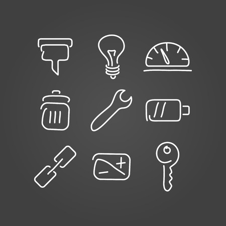 Technical tools set icons draw effect.のイラスト素材