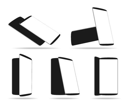 Set modern smartphones different angles views isolated on white template.のイラスト素材