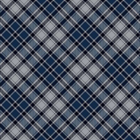 Blue diagonal plaid seamless fabric texture. Vector illustration. EPS10.のイラスト素材