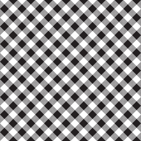 Black white checkerboard check diagonal fabric texture seamless pattern. illustration.のイラスト素材
