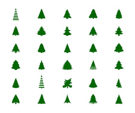 Christmas tree silhouette, fur, pine green. Vector illustration.のイラスト素材