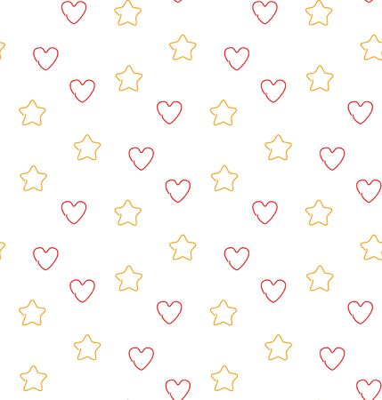 Hearts and stars seamless pattern. Vector illustration.のイラスト素材