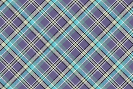 Cold colors diagonal plaid pixeled seamless background. Vector illustration.