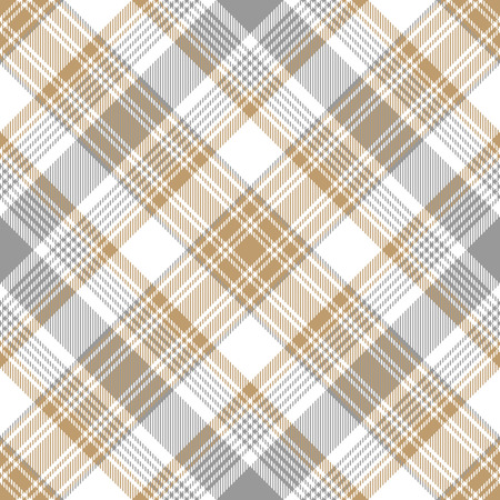 Platinum gold tartan diagonal seamless pattern. Vector illustration.のイラスト素材