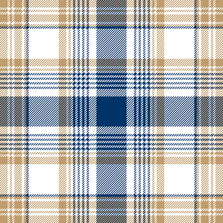 Blue beige white checkered plaid seamless pattern. Vector illustration.のイラスト素材