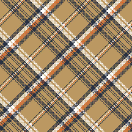 Beige check plaid tartan pixel seamless pattern. Vector illustration.のイラスト素材