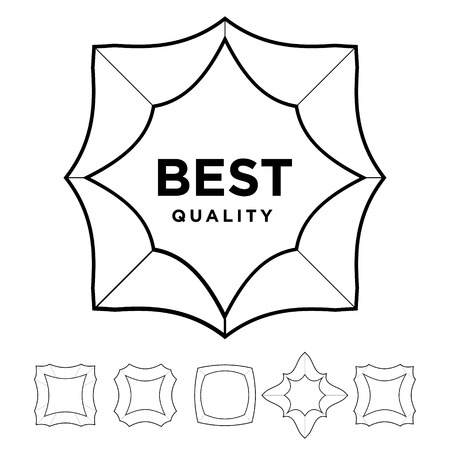 Medal award best quality stars outline silhouette set. Vector illustration.のイラスト素材