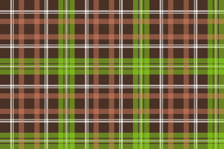 Brown green check plaid seamless pattern. Vector illustration.のイラスト素材