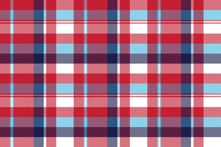 Red check plaid seamless fabric texture. Vector illustration.のイラスト素材