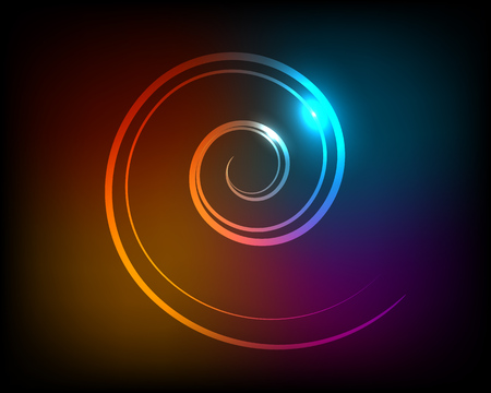 Abstract luminous spiral on a dark background. Vector illustration.のイラスト素材