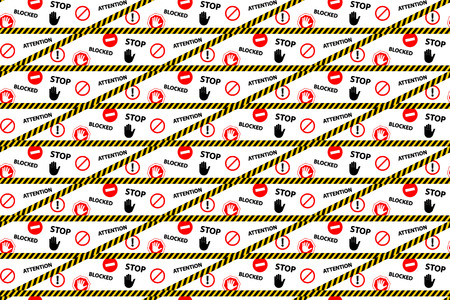 Stop blocked attention danger seamless pattern. Vector illustration.のイラスト素材
