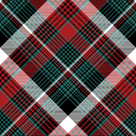 Red green check plaid seamless background. Flat design. Vector illustration.