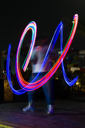 Night light show abstract color lines photo