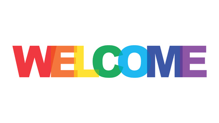 Welcome rainbow color text logo element. Vector illustration.のイラスト素材