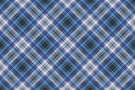 Blue check fabric texture diagonal seamless pattern. Vector illustration.のイラスト素材