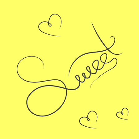 Sweet word hand drawn lettering note design element. Vector illustration.のイラスト素材