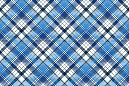 Blue diagonal abstract plaid seamless pattern. Vector illustration.のイラスト素材