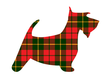 Scotch terrier tartan texture plaid red pattern scotland. Vector illustration.のイラスト素材