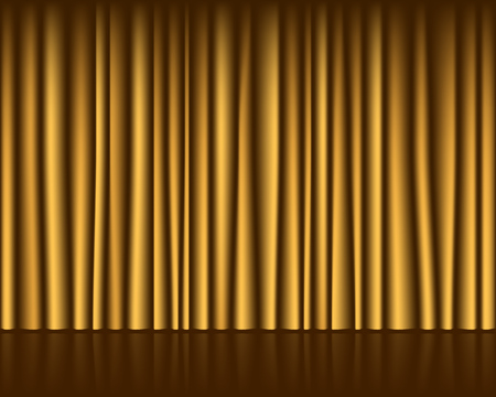 Gold empty stage with curtain seamless template. Vector background.のイラスト素材