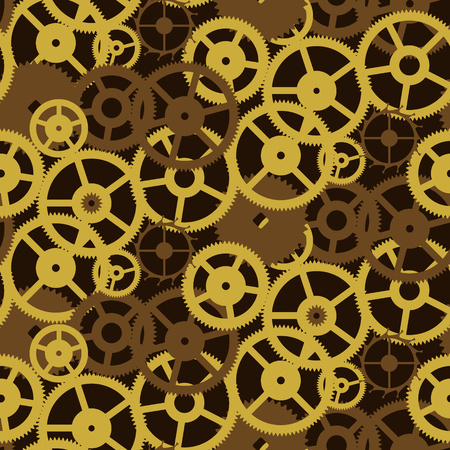 Old retro gears vintage mechanism seamless pattern. Vector background.のイラスト素材