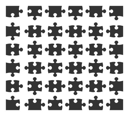 Set jigsaw puzzle part design elements silhouette. Vector illustration.のイラスト素材