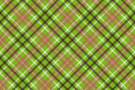 Green brown plaid fabric texture seamless pattern. Vector illustration.のイラスト素材