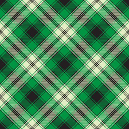 Green check plaid seamless fabric texture. Vector illustration.のイラスト素材
