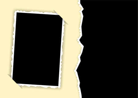 Photo frame with torn edges and hidden angles template for a collage. Vector illustration.のイラスト素材