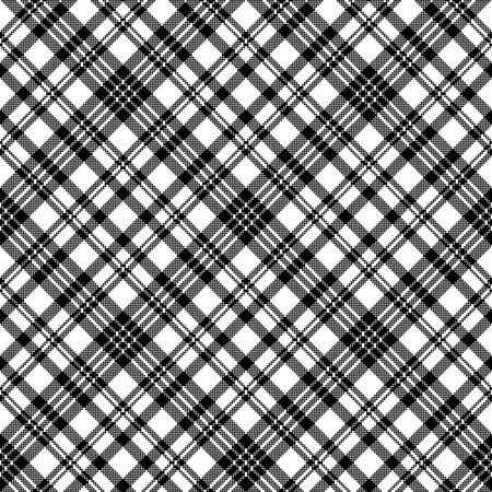 Abstract check pixel plaid seamless pattern black white. Vector illustration.のイラスト素材