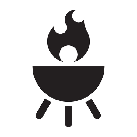 Barbecue fire isolated on white black silhouette. Vector illustration.のイラスト素材