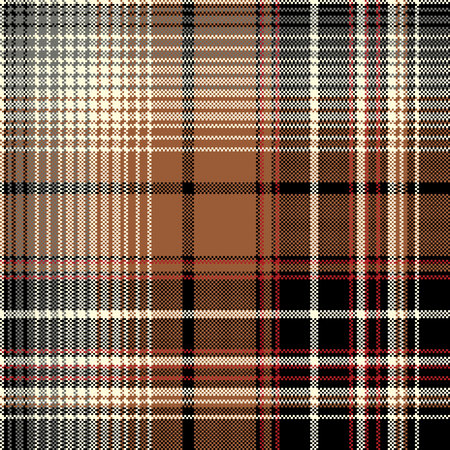 Brown pixel check seamless pattern. Vector illustration.のイラスト素材