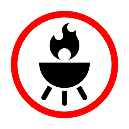 Barbecue place silhouette sign isolated on white. Vector illustration.のイラスト素材