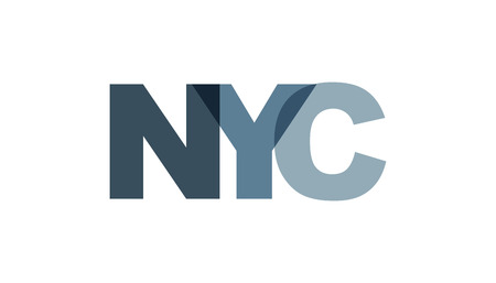 New York City, phrase overlap color no transparency. Concept of simple text for typography poster, sticker design, apparel print, greeting card or postcard. Graphic slogan isolated on white background. Vector illustration.のイラスト素材