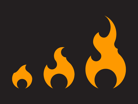 Set fire icons vector template isolated. Collection flat flame logo design element. Flames symbol silhouette.のイラスト素材