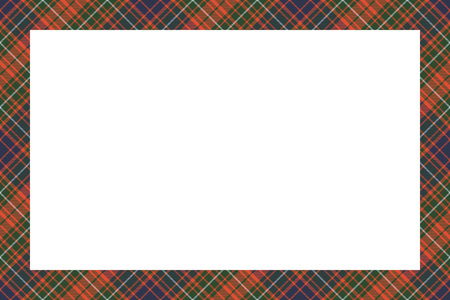 Border frame vector vintage background. Plaid pattern fabric texture. Tartan ribbon collage photo frames in retro style.のイラスト素材