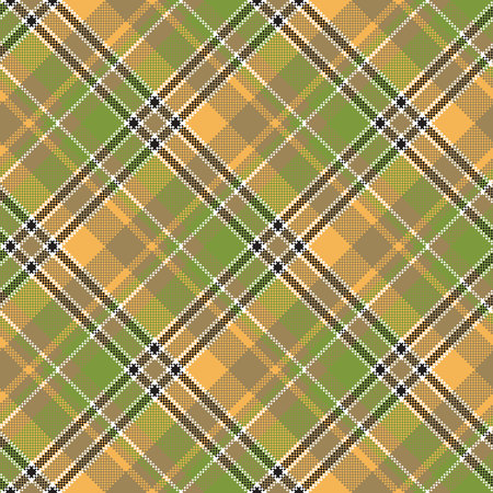 Green yellow fabric pixel texture seamless pattern. Vector illustration.のイラスト素材