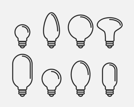 Light bulb icon vector. Llightbulb idea logo concept. Set lamps electricity icons web design element. Led lights isolated silhouette.のイラスト素材