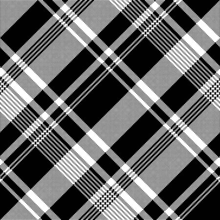 Black white pixel fabric texture seamless pattern. Vector illustration.のイラスト素材