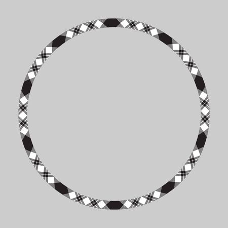 Circle borders and frames vector. Round border pattern geometric vintage frame design. Scottish tartan plaid fabric texture. Template for gift card, collage, scrapbook or photo album and portrait.のイラスト素材