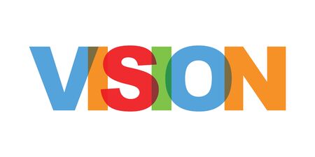 Vision business card text. Modern lettering poster. Color word art slogan icon. Phrases vector print design elements.のイラスト素材
