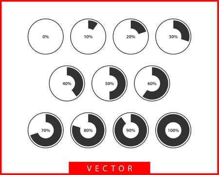 Set pie chart icons. Circle diagram vector. Collection Charts graphs logo template. Flat design.のイラスト素材
