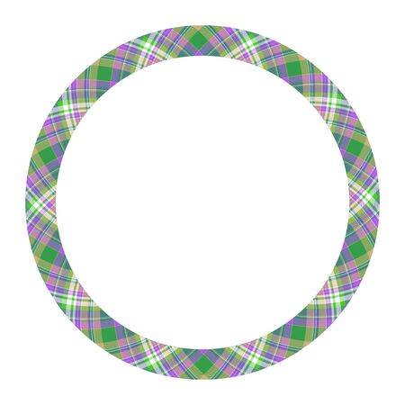 Circle borders and frames vector. Round border pattern geometric vintage frame design. Scottish tartan plaid fabric texture. Template for gift card, collage, scrapbook or photo album and portrait.のイラスト素材