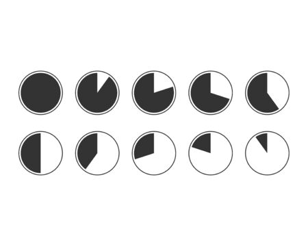 Set pie chart icons. Circle diagram vector. Collection Charts graphs logo template. Flat design.のイラスト素材