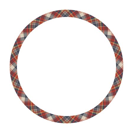 Circle borders and frames vector. Round border pattern geometric vintage frame design. Scottish tartan plaid fabric texture. Template for gift card, collage, scrapbook or photo album and portrait.のイラスト素材