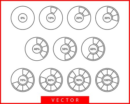 Set pie chart icons. Circle diagram vector. Collection Charts graphs icon template. Flat design.のイラスト素材