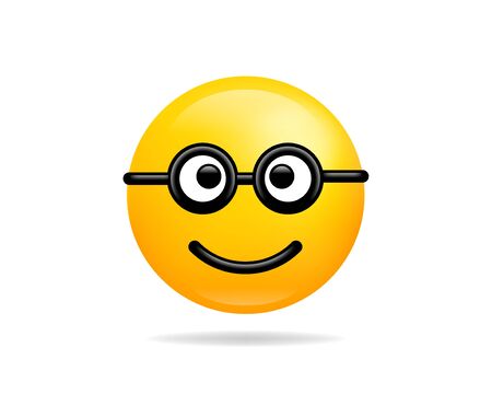 Emoji smile icon vector symbol. Nerd Smiley face yellow cartoon character.のイラスト素材
