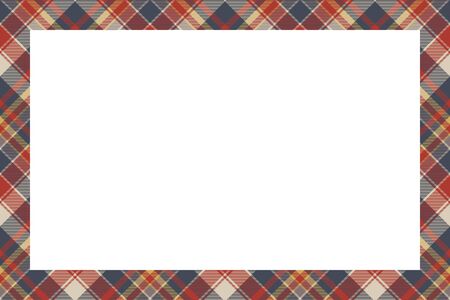 Rectangle borders and Frames vector. Border pattern geometric vintage frame design. Scottish tartan plaid fabric texture. Template for gift card, collage, scrapbook or photo album and portrait.のイラスト素材