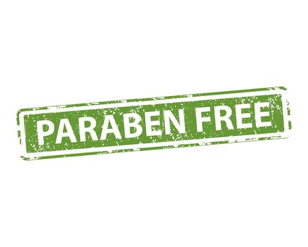 Paraben free stamp vector texture. Rubber cliche imprint. Web or print design element for sign, sticker, labelのイラスト素材